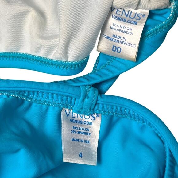 Venus Size 4 Women Swimwear Two Piece Bikini Blue Adjustable Halter - Picture 3 of 7